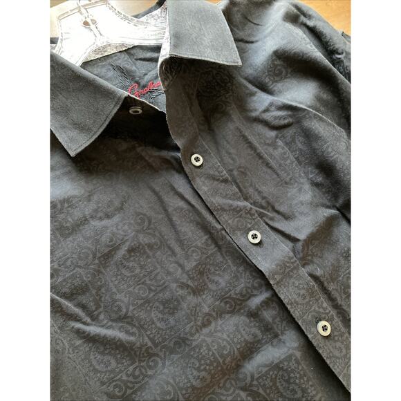 Robert Graham Paisley Shirt Men's Sz XLT Black Long Sleeve Bandana Prom Goth - Picture 1 of 8